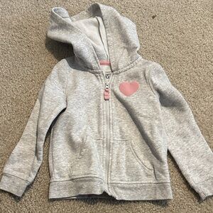 Jumping Beans Light Gray Hoodie with Pink Heart